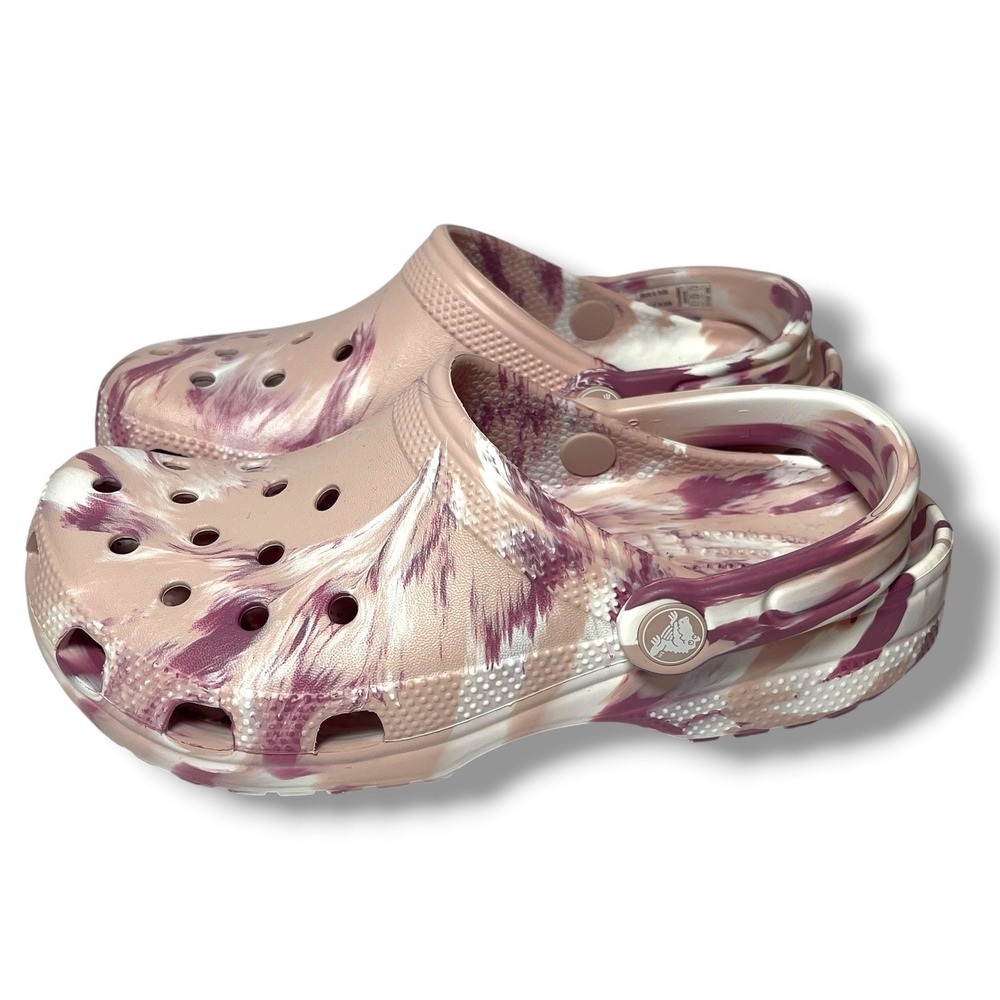 NEW Crocs Classic Pink Marbled Tie-Dye Clog Quartz/Multi Men's 4, Women's 6 - Picture 7 of 10